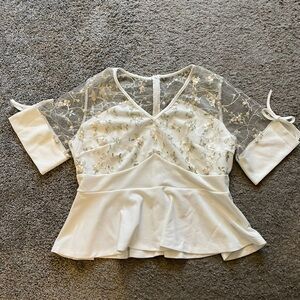 Elegant White Floral Lace Women's Top